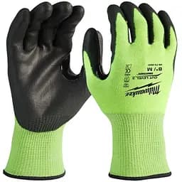 Рукавиці робочі сигнальні Hi-Vis Milwaukee з опором порізам 3/C рівня розмір 8/M 144 пари