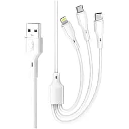 Дата кабель USB 2.0 AM to Lightning + Micro 5P + Type-C 1.0m 2.4A XO (CB-23U3)