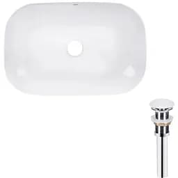 Умивальник Qtap Robin накладний прямокутний 610x400x145 мм White + донний клапан PU02, Білий