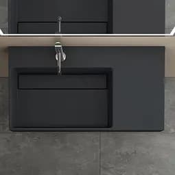 Умивальник Rea Archi 90 black matt накладний підвісний REA-U4304, Чорний матовий - мініатюра 4