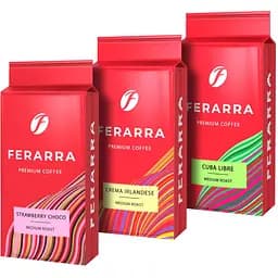 Набір меленої кави Ferarra Crema Irlandese 250 г + Cuba Libre 250 г + Strawberry Choco 250 г