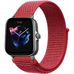 Ремінець нейлоновий на липучці BeWatch Xiaomi Amazfit BIP/GTS/GTR 20 мм Гранат (1011328.3UW)