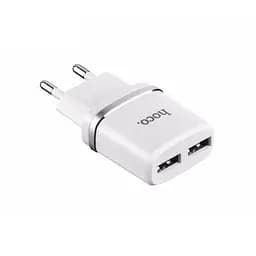 Мережевий зарядний пристрій Hoco 2USB C12 2.4A White + USB Cable XiaomicroUSB