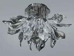 Фарфоровая декоративная потолочная люстра в зал, 7 ламп, хром.