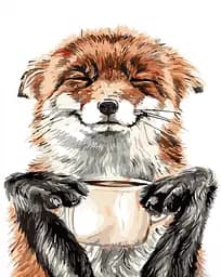 Набор для росписи по номерам Лисичка и чашечка, Strateg, 30x40 см, SS6795