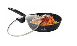 Большая глубокая сковорода с мраморным покрытием 26 см 2,7 л с крышкой Edenberg EB-5718