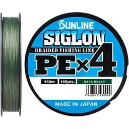 Шнур Sunline Siglon PE н4 150 m #0.5/0.121 mm 8lb/3.3 kg Темно-зелёный (1013-1658.09.16)