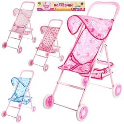 Коляска прогулочная 881 для куклы, корзина, колеса 4  шт, в пакете (6903117537015) Микс