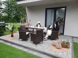 Комплект меблів з ротанга GardenLine SAD1692 (стіл + 6 крісел з бежевими подушками), темно-коричневий