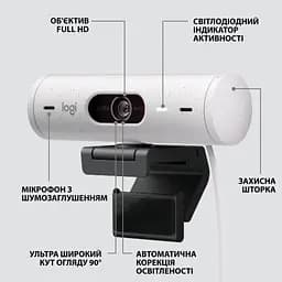 Веб-камера Logitech Brio 500 Off-White (960-001428) - мініатюра 6