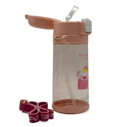 Пляшка для води Casno 690 мл KXN-1219 Рожева (Свинка) з соломинкою (KXN-1219_Pink) - мініатюра 4