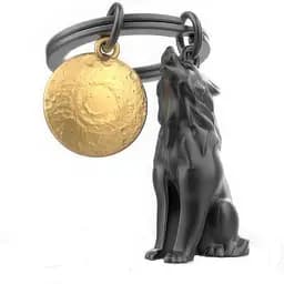 Брелок Metalmorphose Matt bullet plated wolf with pearl gold plated Moon (8000021004149)