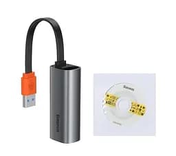 Мультипортовий адаптер USB Хаб Baseus Steel Cannon Series USB A Gigabit LAN Adapter CAHUB-AD0G Dark Grey - мініатюра 3