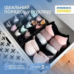 Набір органайзерів ORGANIZE  для нижньої білизни 2 шт (сірий)