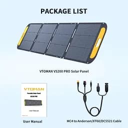 Сонячна панель Vtoman 200W 19V IP67 MC-4/Anderson/XT60/DC5521 - мініатюра 4