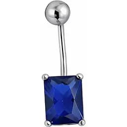 Серебряная серьга для пирсинга пупка с фианитами. 7028.3С
