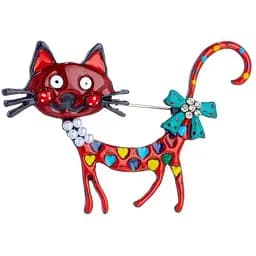 Брошь Котик брошь-булавка красная (494693354)