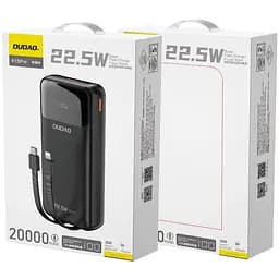 Універсальна мобільна батарея Dudao 20000mAh K15 Pro 22,5W PD USB-A,USB-C In/Out,with built-in USB-C/Lightning cables Black (6977196682430) - мініатюра 3