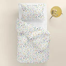 Дитяча постільна білизна в ліжечко DOTS, зелений (ColorBlotsV6-6662_CellGreyWhite110x160_140) - мініатюра 2