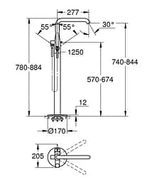 Змішувач для ванни підлоговий Grohe Essence 25248KF1 Чорний матовий - мініатюра 5