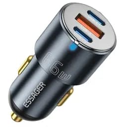 Автомобільний зарядний пристрій Essager F689 66W Dual USB C+USB A Fast Car Charger Adapter Deep Grey (ECC2C1A-FF0G)