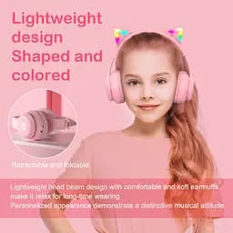 Накладні навушники Onikuma Bluetooth Gaming CAT with LED B90, 800mAh, BT5.0, AUX, 800mAh, 15h, pink - мініатюра 3