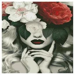 Алмазна мозаїка Дівчина з квітами Strateg GA0013 50х50 см