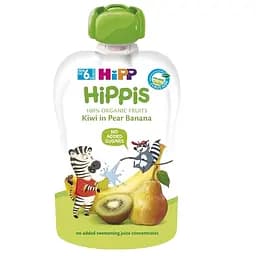 Органічне фруктове пюре HiPP HiPPiS Pouch Груша, банан і ківі, 100 гр