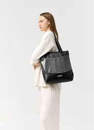Женская сумка Sambag Shoper NOVA черная с принтом "Dots" 34 х 30 х 7 см (93140301)