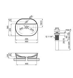 Раковина накладна Mixxus Premium ELLIPSE-0203 з отвором під змішувач (MP6678) - мініатюра 5