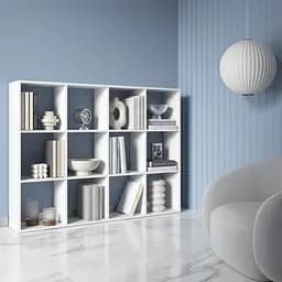 Книжкова полиця стелаж Vays M-8 Білий на 12 комірок ЛДСП 108x29x143 см для дому офісу дитячої або вітальні - мініатюра 2