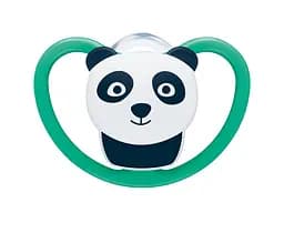 Пустышка силиконовая NUK Space Панда, ортодонтическая, 6-18 мес, зеленый (3952491)