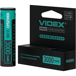 Аккумулятор Videx Li-ion 18650-P с защитой 3000 mAh color box 1 шт. (18650-P/3000/1CB)