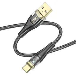 Кабель Hoco U121 с индикатором USB to Type-C 1.2 м черный