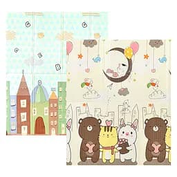 Дитячий двосторонній складний килимок Poppet Спальні малюки та Чарівне місто, 180x150x1 см (PP011-150)