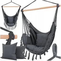 Підвісне крісло гамак бразильський стілець Heckermann + 2 подушки Dark grey