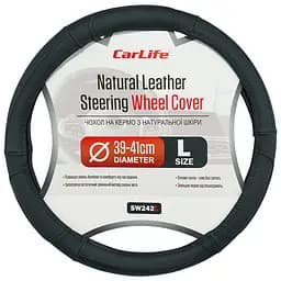 Чохол на кермо Carlife 39 - 41см, шкіра, чорний SW242L