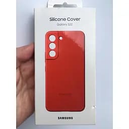 Оригінальний силіконовий чохол Silicone Cover для Samsung Galaxy S22 (S901) EF-PS901TPEGRU Glow Red - мініатюра 2