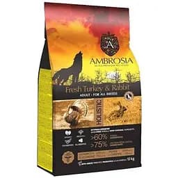Корм сухий Ambrosia Grain Free Dog Adult Sensitive Fresh Turkey & Rabbit для дорослих собак усіх порід зі свіжою індичкою та кроликом 12 кг