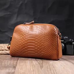 Невелика сумка для жінок на два відділення з натуральної шкіри Vintage 22800 руда - мініатюра 10