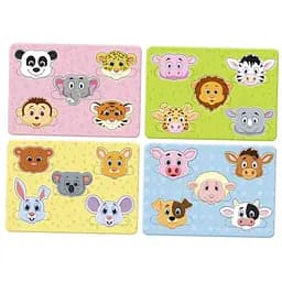 Деревянный пазл-вкладыш Веселые мордочки Ubumblebees (ПСД029) PSD029 дорожный вариант