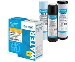 Ecosoft Replaceable Filter Pack, Екософт, Покращений комплект картриджів для фільтрів зворотного осмосу 1-2-3 етапи очищення