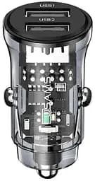 Автомобільний зарядний пристрій Usams 15W роз’єми USB та USB Чорний (6958444901244)