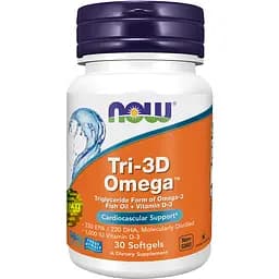 Дієтична добавка Now TRI-3D Omega + Вітамін D3 1000 МО 30 капсул