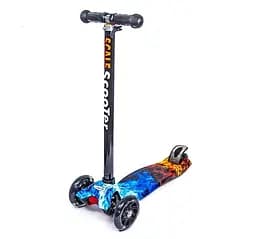 Триколісний самокат Scale Scooter Maxi до 60 кг зі світящимися колесами (Вогонь та лід)