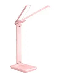 Настільна лампа зі акумулятором 2000 mAH, два плафона, сенсорним управлінням, поворотом на 180° Рожева 