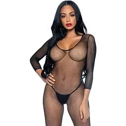 Бодистокинг Leg Avenue V Front Bodystocking One size Black мелкая сетка доступ