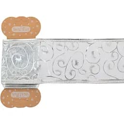 Стрічка декоративна упаковочна Yes! Fun 6х200 см напівпрозора з тонким візерунком срібна (750320)