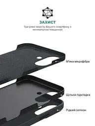 Силиконовый чехол для Apple iPhone 16 Plus, ICON2 Case, черный, противоударный, панель, защита всего корпуса, матовая поверхность Soft Touch, выступает над дисплеем, совместим с защитными стеклами и пленками, с микрофиброй, ArmorStandart (ARM78623) - мініатюра 6