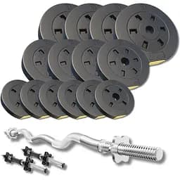 Набір зі штангою та гантелями Besport PowerPro 46кг з w-подібним грифом 120см